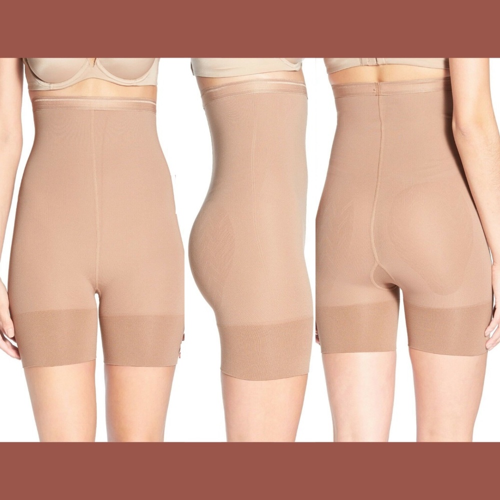 NIB‎ $88 Item M6 High Waisted Shorty Shaping Shorts Carmel Nude [SZ Medium ]